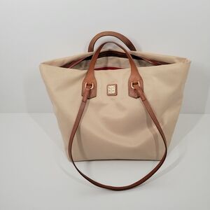 Dooney & Bourke Cleo Ivory Nylon Leather Crossbody Shoulder Bag